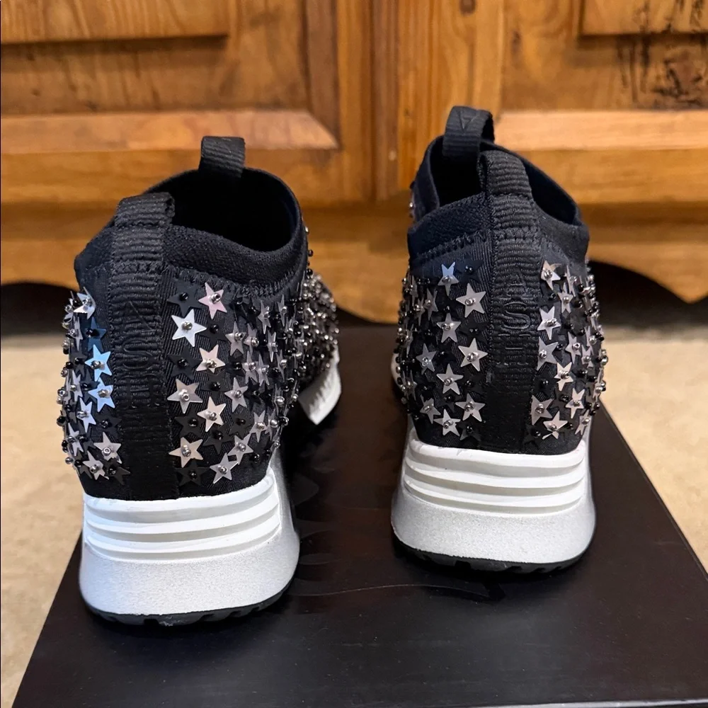 Ash Lightning Star Slip On Wedge Sneakers Black and Silver - Picture 4 of 10